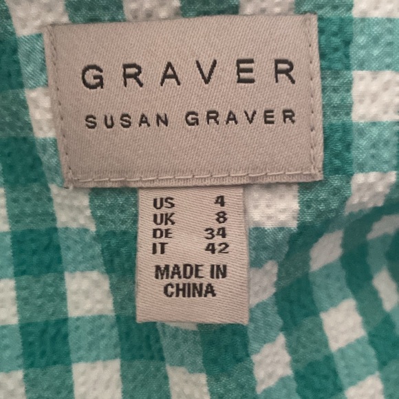 Graver Susan graver green and white gingham blazer size 4 - Picture 4 of 6